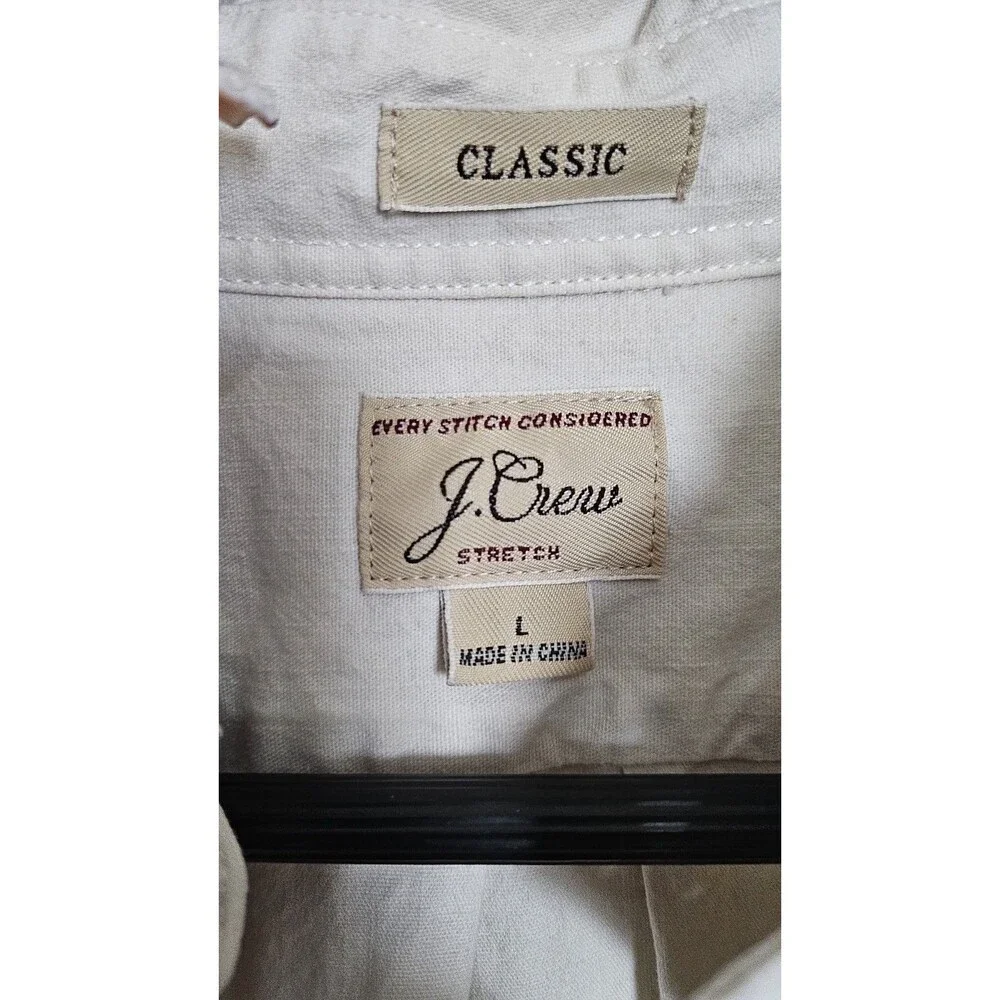J. Crew Classic Stretch Long-Sleeve Shirt in Cream